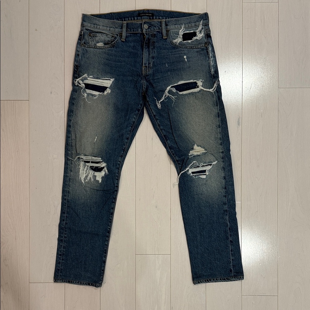 Men's Lucky Ripped Dark Blue Slim Jeans
